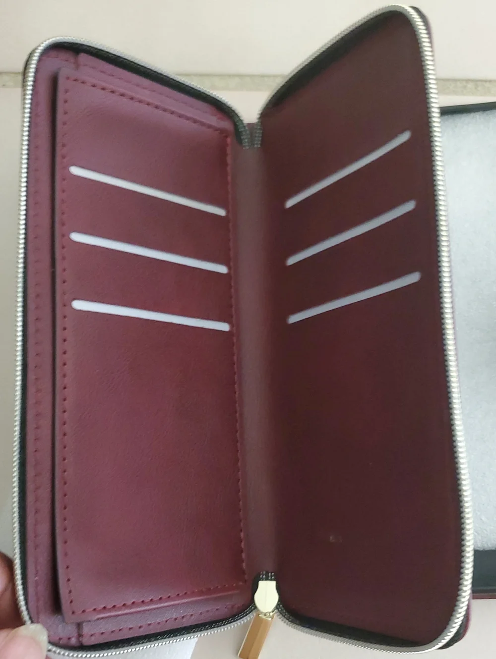 Universal S10 Wallet Phone Case in Burgundy with Wrist Strap